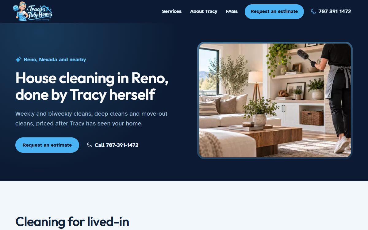 The Tracy&rsquo;s Tidy Homes website at tracystidyhomes.com